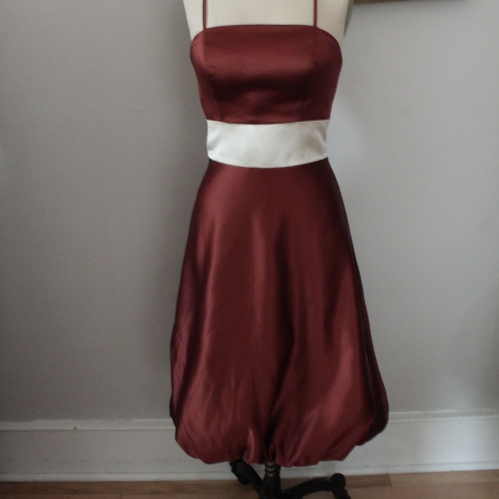 1990's Bill Levkoff Bronze and White Bubble Skirt Party Dress